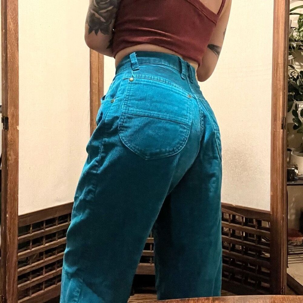 Vintage Manisha Blue Corduroy High Waist Mom Jeans